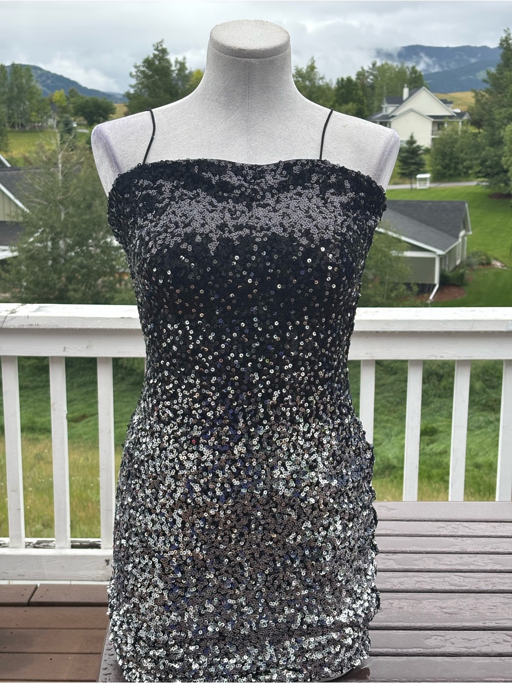 Bear Dance Black and Silver Sequin Mini Dress